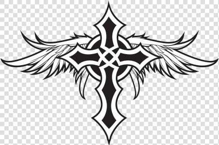 Clip Art Cross With Angel Wings   Cool Tribal Cross Designs  HD Png DownloadTransparent PNG