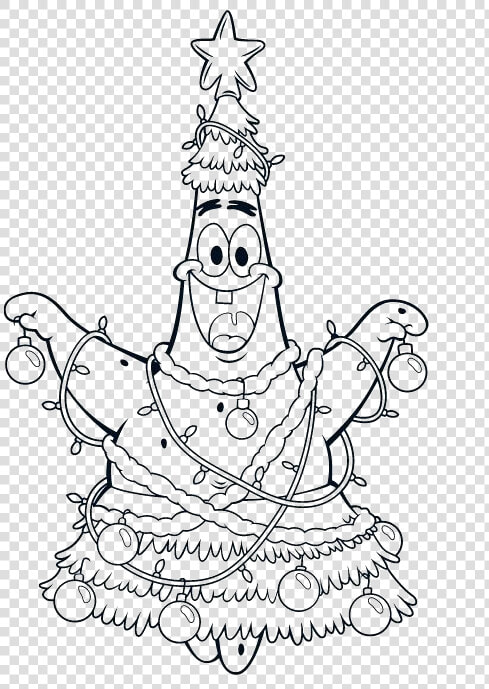 Patrick Friend Spongebob Christmas Very Happy Coloring   Patrick Spongebob Coloring Page  HD Png DownloadTransparent PNG