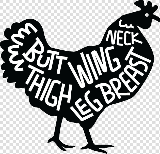 Transparent Chickens Png   Cuts Of Chicken Black And White  Png DownloadTransparent PNG