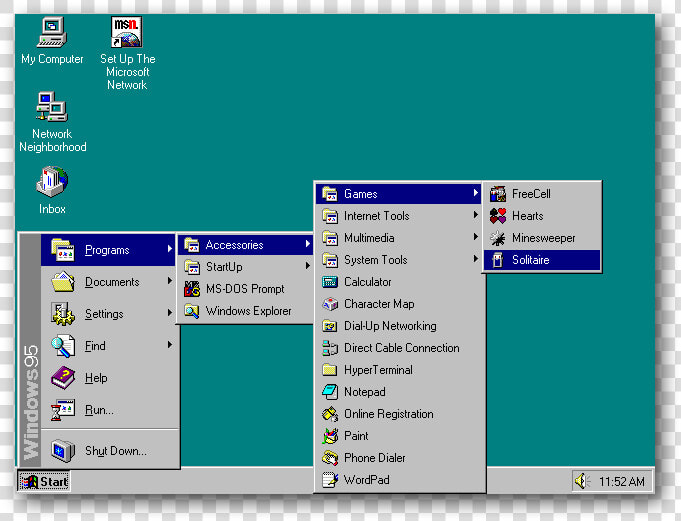 The History Of Start   Windows 95 Start Menu  HD Png DownloadTransparent PNG