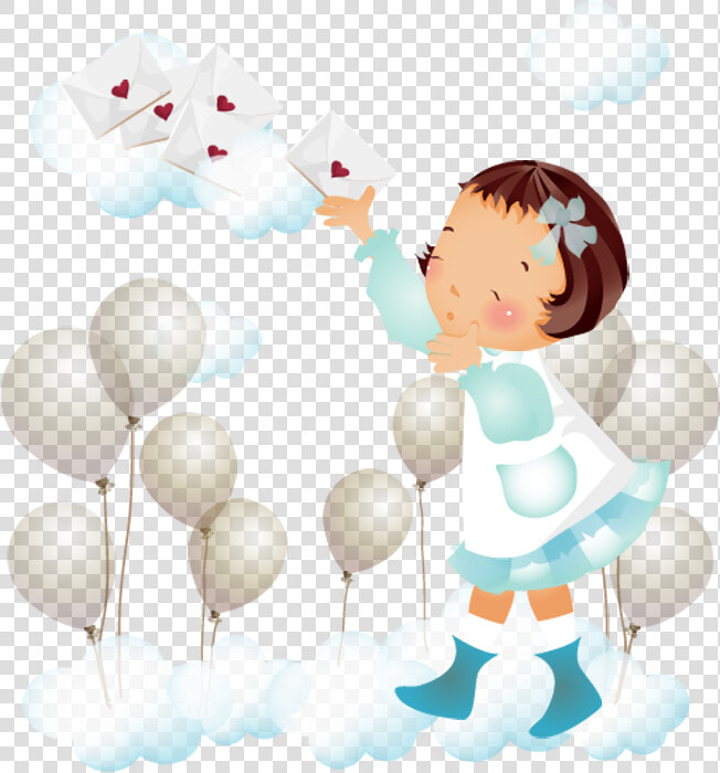 Transparent Nuvens Png   Menina Com Baloes Png  Png DownloadTransparent PNG