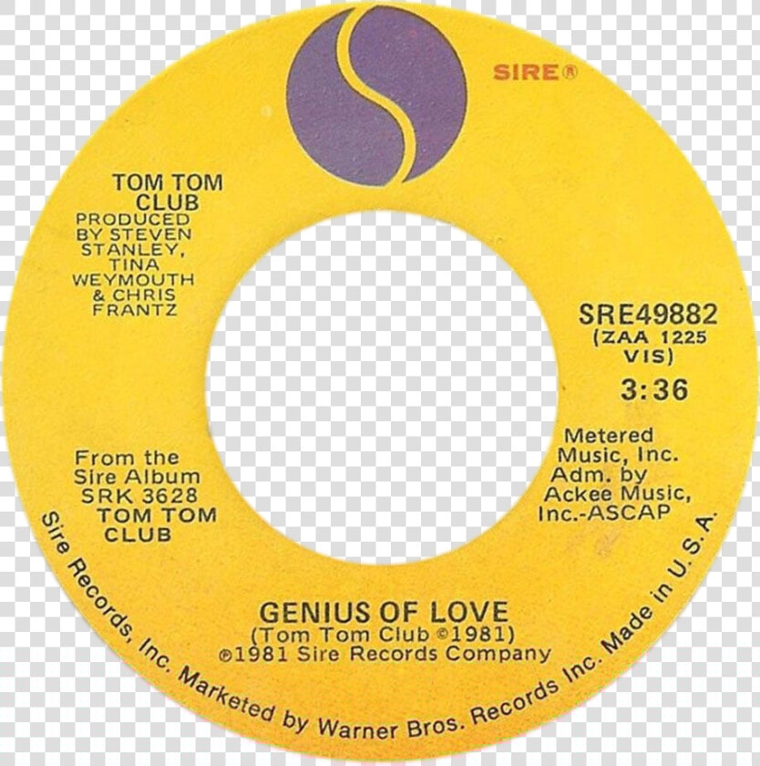 Genius Of Love By Tom Tom Club A side Us Vinyl   Circle  HD Png DownloadTransparent PNG