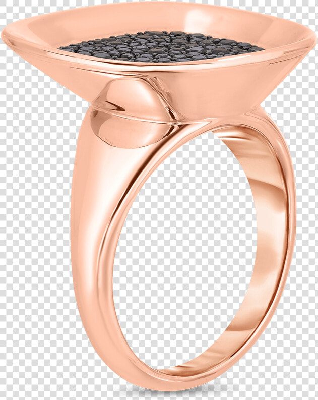 Roberto Coin 18k Rose Gold Small Ring With Black Diamonds   Engagement Ring  HD Png DownloadTransparent PNG
