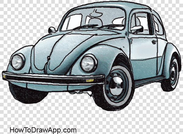 How To Draw A Car Step By Step With Pictures Vw Bettle   Old Vw Beetle Drawing  HD Png DownloadTransparent PNG