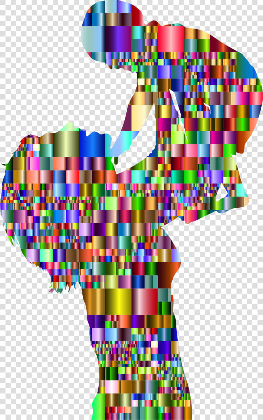 Prismatic Mosaic Mother And Baby Silhouette 3 Clip   Mother With Baby Mosaic  HD Png DownloadTransparent PNG