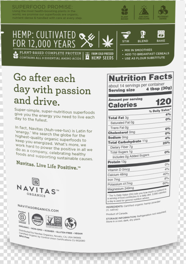 Hemp Seeds Navitas Nutrition  HD Png DownloadTransparent PNG