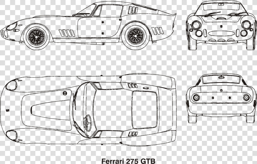 Ferrari 275 Gtb  Year 1964 Clip Arts   Ferrari 275 Gtb Blueprints  HD Png DownloadTransparent PNG