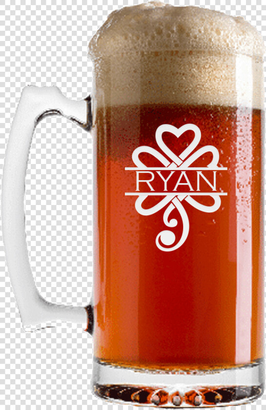 Personalized Celtic Shamrock Beer Glass With Handle   Guinness  HD Png DownloadTransparent PNG