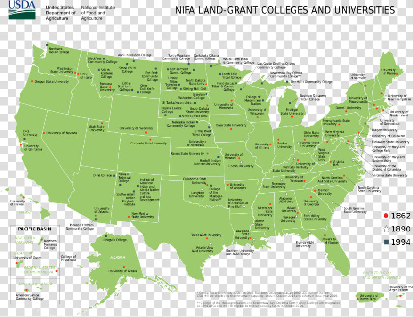 Land Grant Colleges Map  HD Png DownloadTransparent PNG