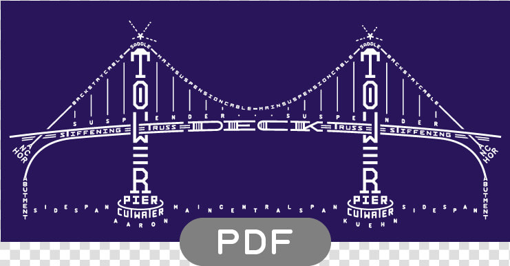 Image Of Bridge Typogram   Self anchored Suspension Bridge  HD Png DownloadTransparent PNG