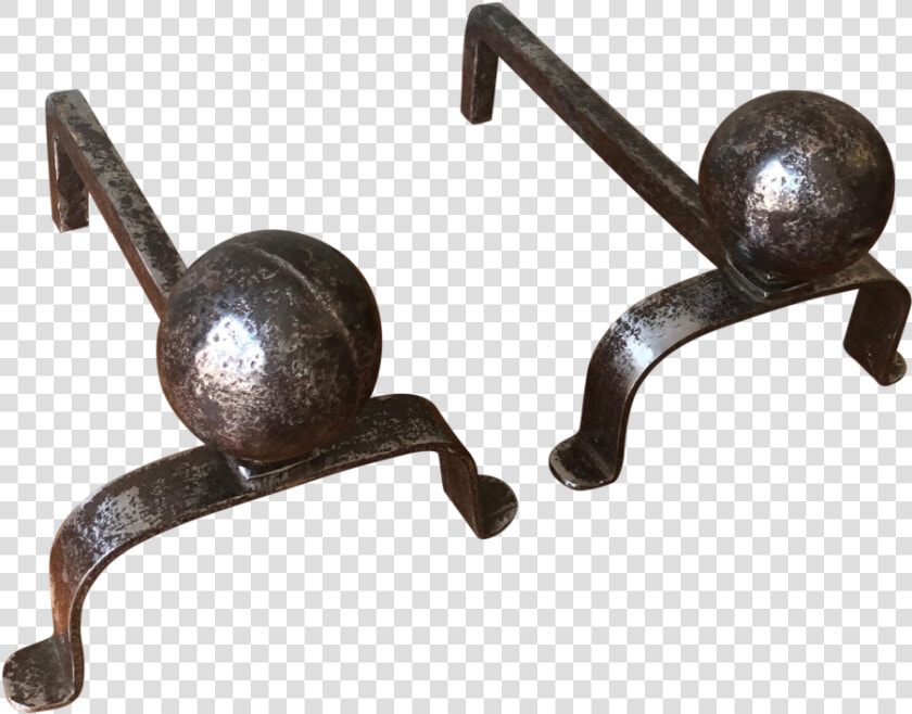 1920s Vintage French Polished Iron Andirons With Large   Tool  HD Png DownloadTransparent PNG