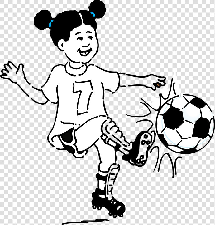 Kız Futbol Tekme Spor Top Ge   Play Football Clipart Black And White  HD Png DownloadTransparent PNG