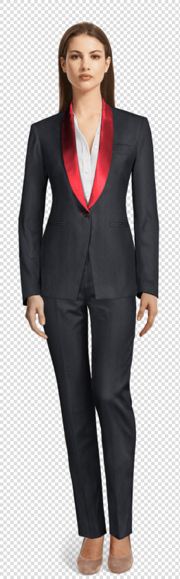 Navy Blue Shiny Tuxedo With Shawl Lapels   Whole Body Formal Attire For Women Png  Transparent PngTransparent PNG
