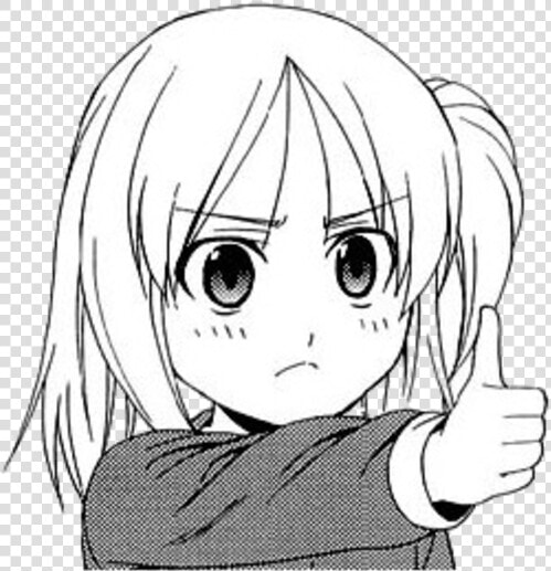 Line Art Face Hair White Black Facial Expression Black   Anime Girl Thumbs Up  HD Png DownloadTransparent PNG