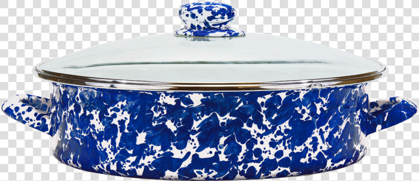 Cb80 Cobalt Blue Swirl Large Saute Pan   Golden Rabbit Enamelware  HD Png DownloadTransparent PNG