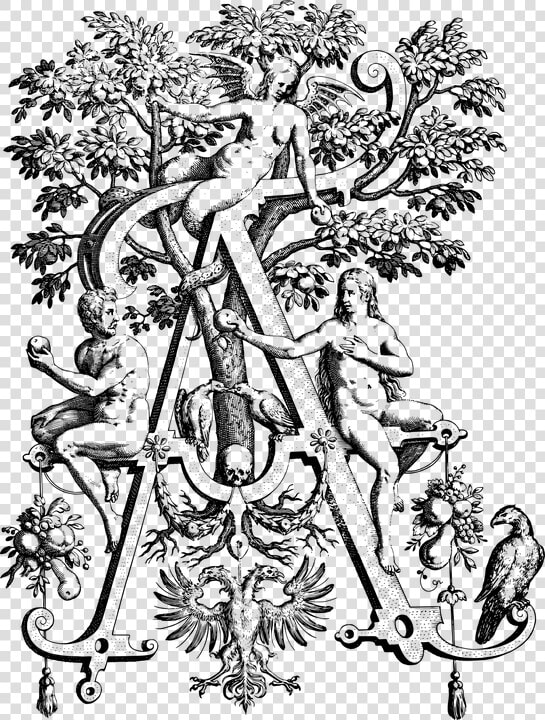 Adam  Eve  Garden Of Eden  Satan  Devil  Vintage   Johann Theodor De Bry Alphabet  HD Png DownloadTransparent PNG