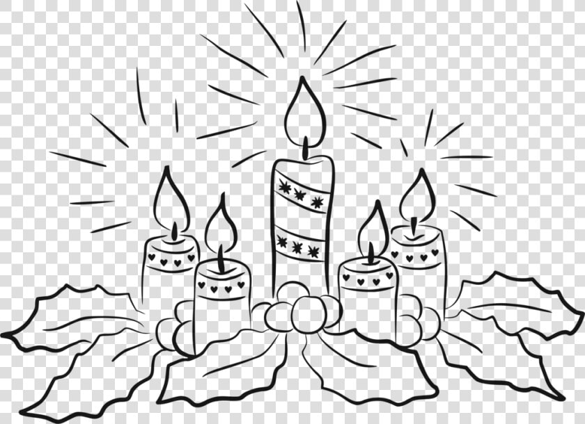 Advent Candle Christmas Advent Wreath Free Commercial   Christmas Candles Clipart Black And White  HD Png DownloadTransparent PNG