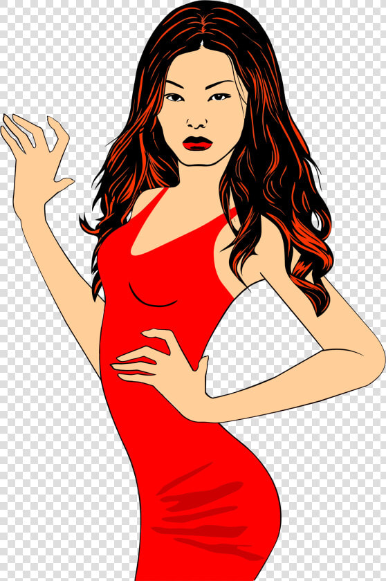 Red Hair art black Hair   Clipart Woman In Red  HD Png DownloadTransparent PNG