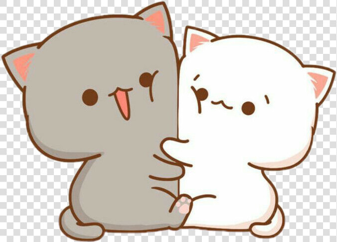  freetoedit  cute  kawaii  cat  couple  love  hug  affection   Kawaii Cute Cat Drawing  HD Png DownloadTransparent PNG
