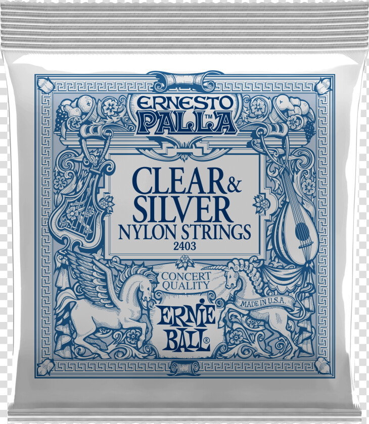 Ernesto Palla Clear  amp  Silver Nylon Classical Guitar   Ernie Ball Ernesto Palla  HD Png DownloadTransparent PNG