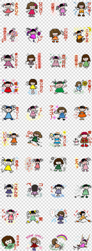 Ribbon And Curly Hair Girls Sticker   Sticker  HD Png DownloadTransparent PNG