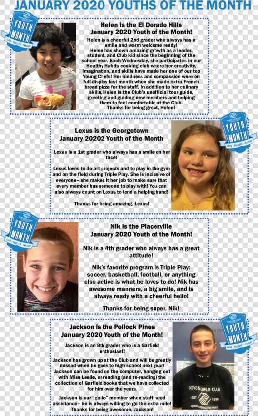 January 2020 Youth Of The Month Website   Child  HD Png DownloadTransparent PNG