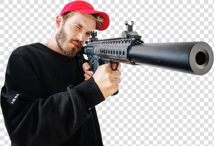 Pewdiepie Png Image Transparent   Pewdiepie Holding A Gun  Png DownloadTransparent PNG
