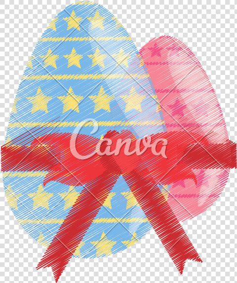 Drawing Two Easter Egg Wrapped Red Ribbon   Illustration  HD Png DownloadTransparent PNG