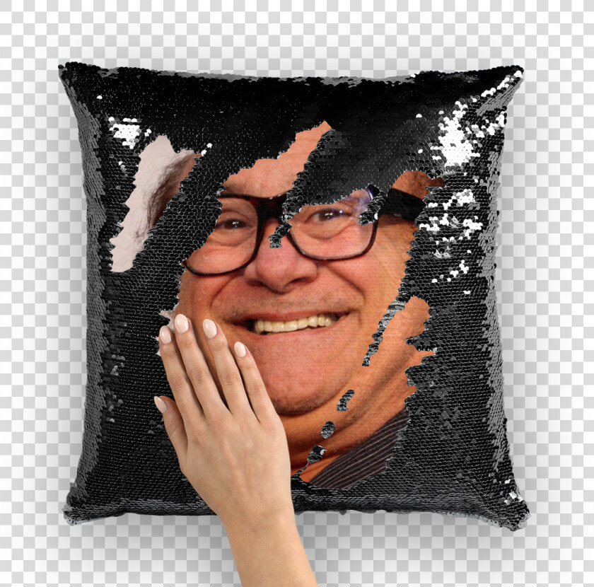Danny Devito Sequin Cushion Cover   Nic Cage Sequin Pillow  HD Png DownloadTransparent PNG