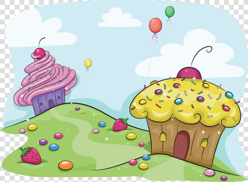 Illustration Featuring A Land Full Of Cupcakes And  HD Png DownloadTransparent PNG