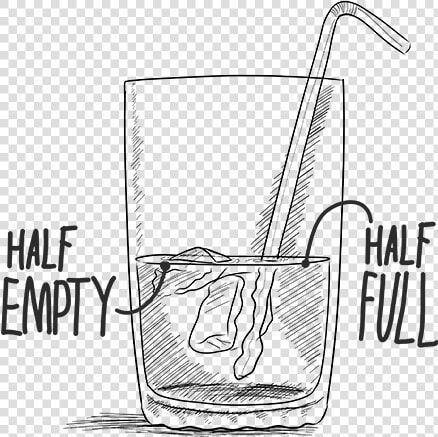 Cartoon Glass Half Full Versus Half Empty   Line Art  HD Png DownloadTransparent PNG