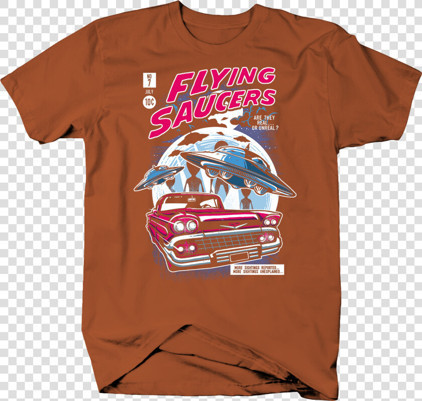 Vintage Flying Saucer Comic Aliens Ufo Spaceship In   Flying Saucer Design Tshirt  HD Png DownloadTransparent PNG