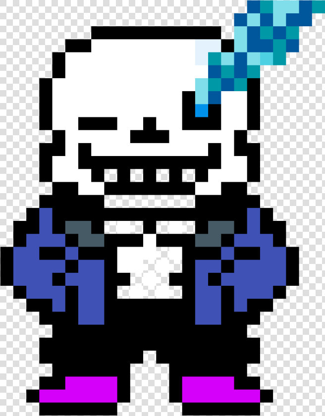 Sans With Blue Eye   Sans Undertale Pixel Art  HD Png DownloadTransparent PNG
