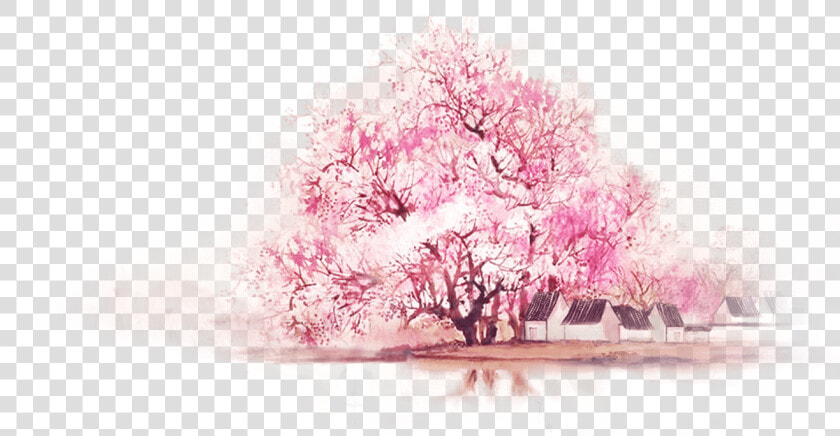 Chinoiserie Pink Watercolor Painting Wallpapers   Blossom Tree Watercolor Png  Transparent PngTransparent PNG