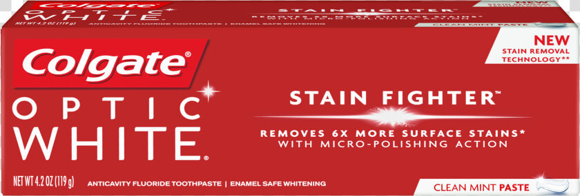 Colgate Optic White Stain Fighter Toothpaste  HD Png DownloadTransparent PNG