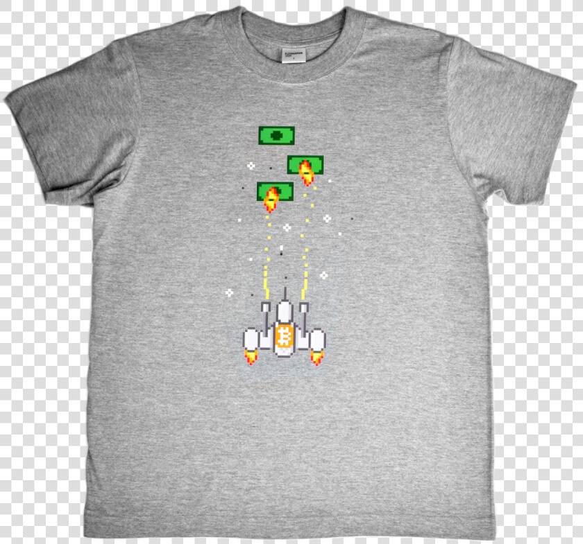 T shirt Bitcoin Space Inviders Cotton   Active Shirt  HD Png DownloadTransparent PNG