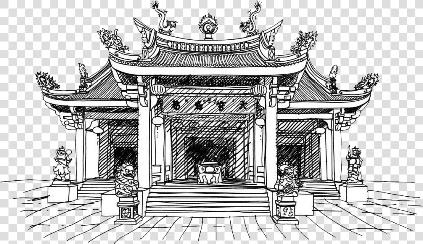 Rome Clipart Ancient Temple   Chinese Temple Roof Sketch  HD Png DownloadTransparent PNG