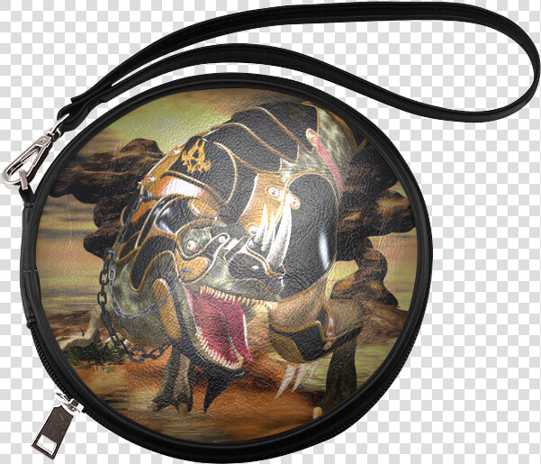 Awesome T rex With Armor Round Makeup Bag   Cosmetics  HD Png DownloadTransparent PNG