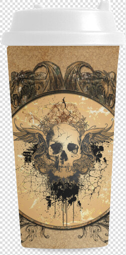 Awesome Skull With Wings And Grunge Double Wall Plastic   Smile  HD Png DownloadTransparent PNG