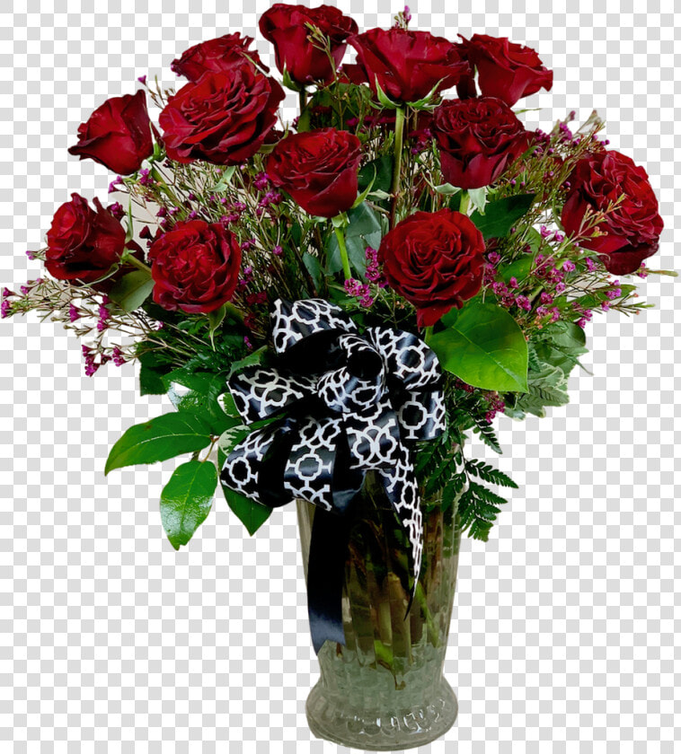 Arrangement Of Two Dozen Long stemmed Roses With Fresh   Garden Roses  HD Png DownloadTransparent PNG