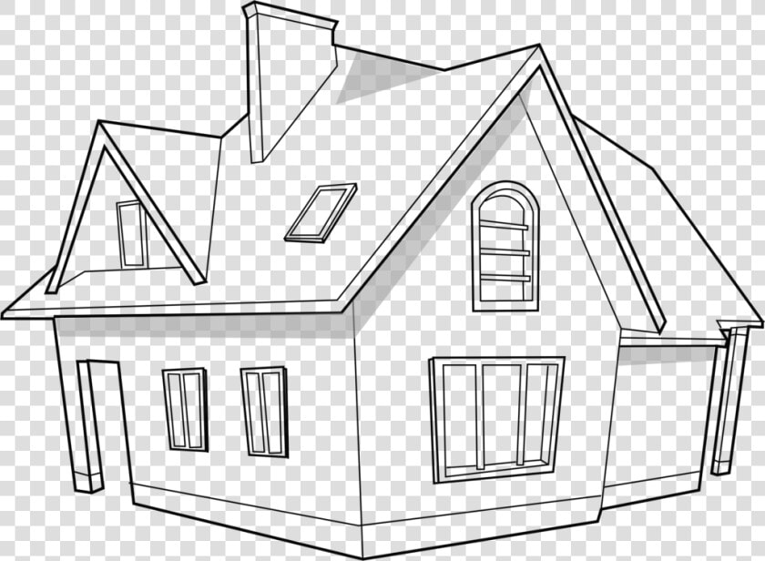 Line Art shed angle   Modern House Clipart Black And White  HD Png DownloadTransparent PNG