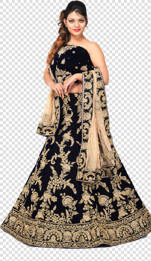 Velvet Lehenga Png Photo   Navy Blue Bridal Lehenga Hijab  Transparent PngTransparent PNG