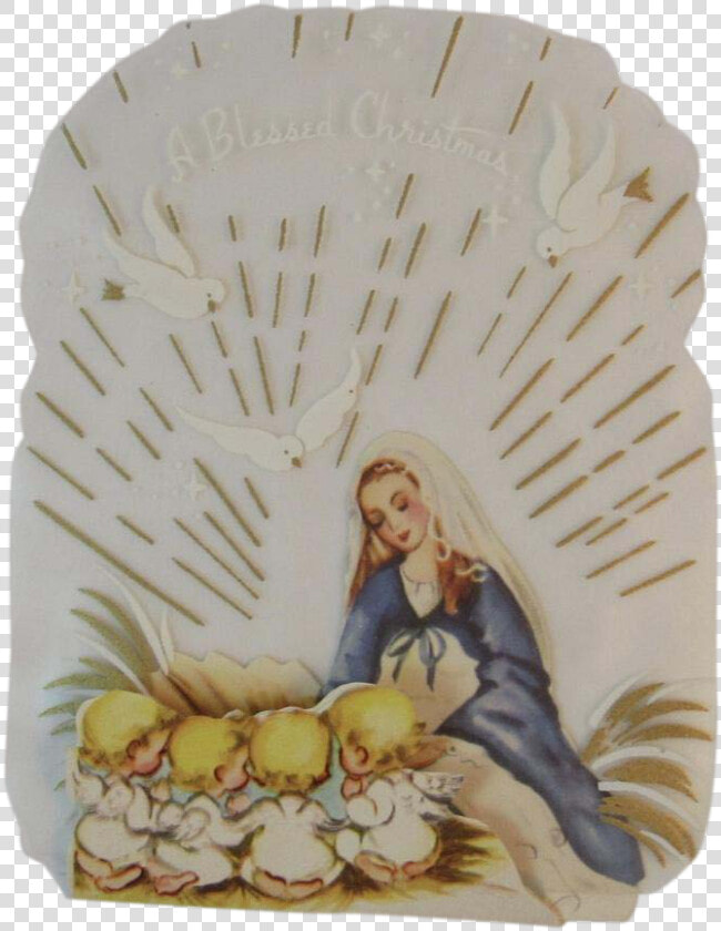Unused Clear Back Christmas Card Mary  amp  Baby Jesus   Wall Clock  HD Png DownloadTransparent PNG