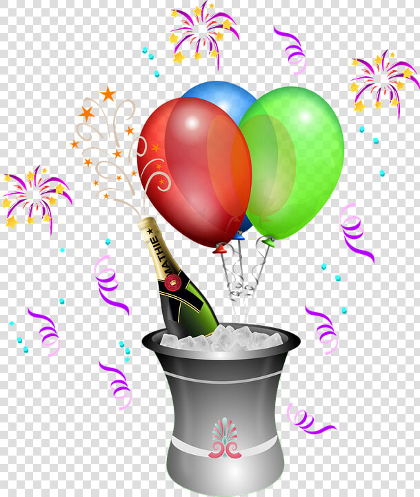 Jubilæum  Balloner  Flaske  Spand  Fest  Champagne   Champagne Celebration Clipart  HD Png DownloadTransparent PNG
