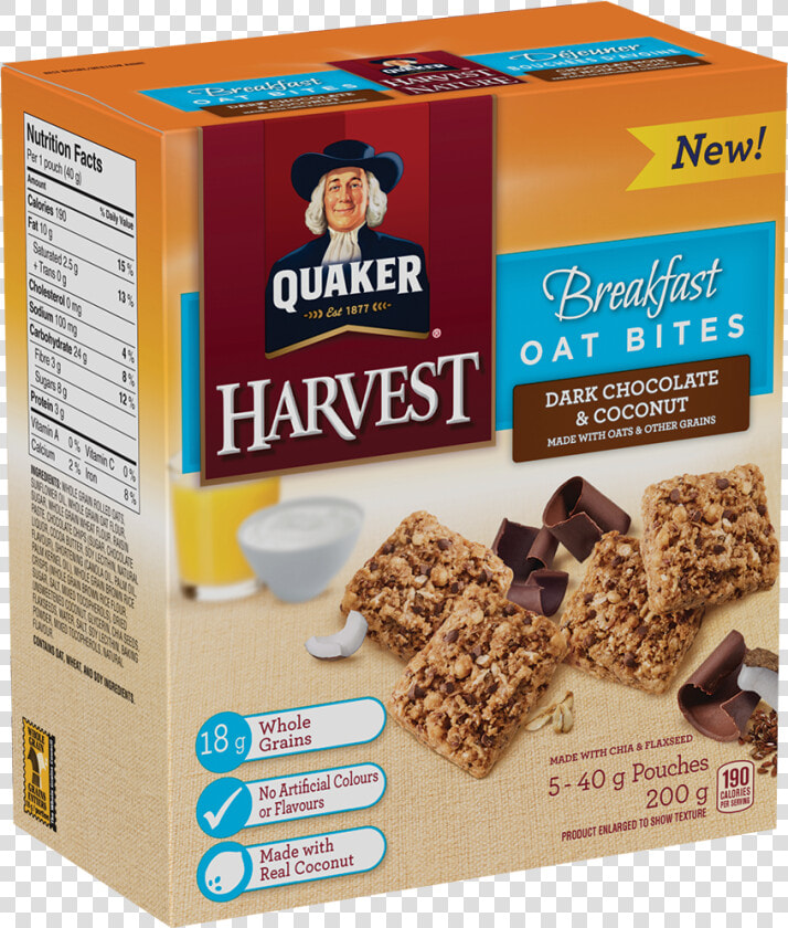 Quaker® Harvest Dark Chocolate  amp  Coconut Oat Bites   Quaker Harvest Oat Bites  HD Png DownloadTransparent PNG