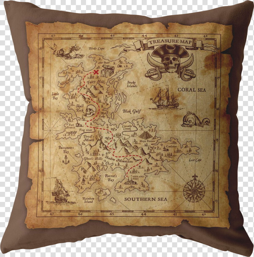 Treasure Map Pillow   Servilletas Mapa Tesoro  HD Png DownloadTransparent PNG