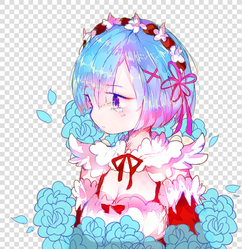 水  7 Flower Pink Flowering Plant Fictional Character   Re Zero Rem Edit  HD Png DownloadTransparent PNG