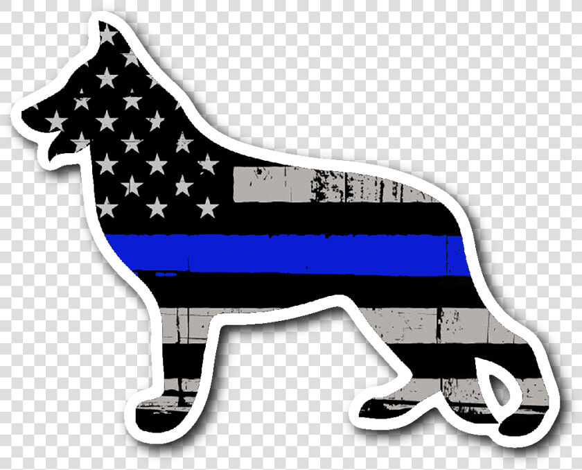 K 9 German Shepherd Thin Blue Line Flag Sticker   K9 Thin Blue Line Decal  HD Png DownloadTransparent PNG