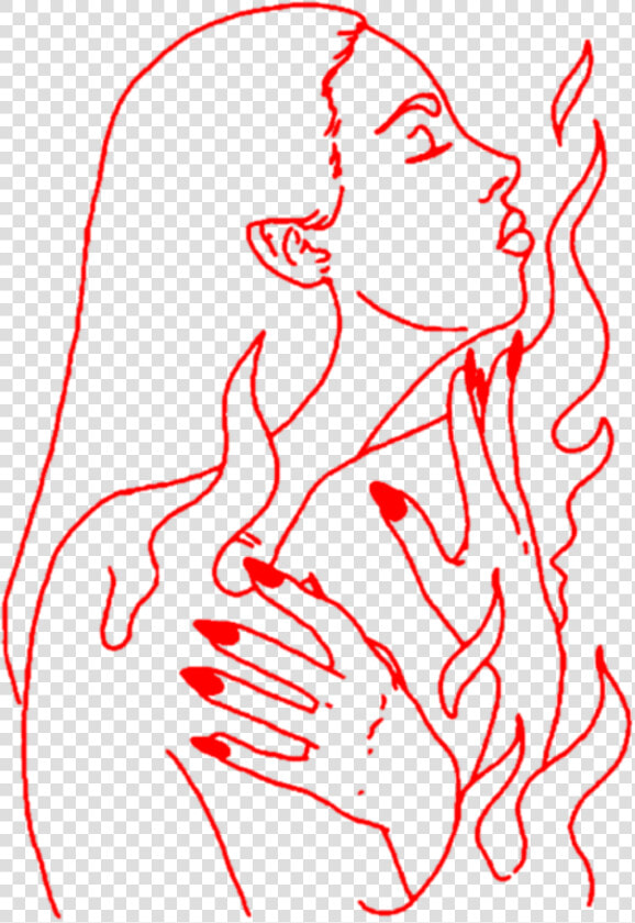 Aesthetic Art Girl Woman Lineart Outline Red Hand Hands   Aesthetic Outline Transparent  HD Png DownloadTransparent PNG