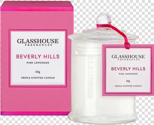 Beverly Hills Pink Lemonade Triple Scented Candle By   Pink Lemonade Glasshouse Candle  HD Png DownloadTransparent PNG